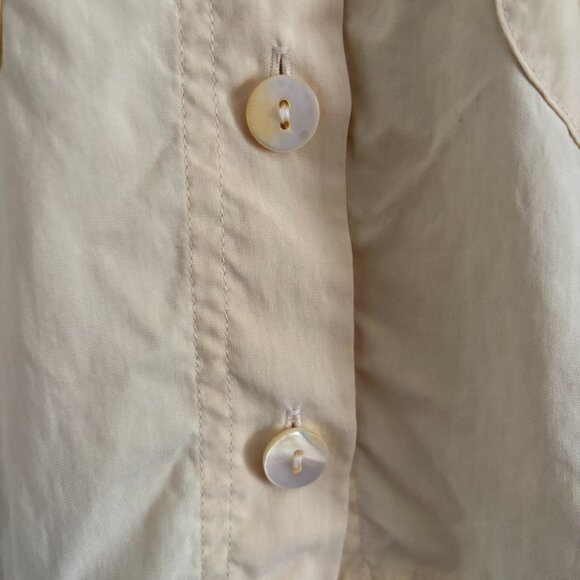 Buttercream Silk Cropped Button Down Shirt - Picture 7 of 8